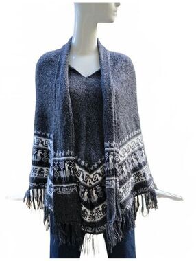 Tejidos Intihuatana Alpaca Cowl Neck Pullover Poncho Cusco Peru Llama OS